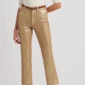 Women’s Lauren Ralph Lauren Metallic Shimmer Skinny Jeans - Gold/Tan